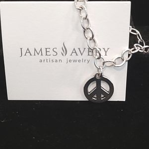 James Avery Sterling Silver  Retired Peace Symbol Charm With Large Bracelet 925